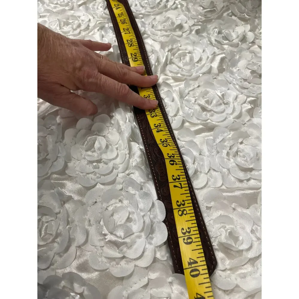 Men's Tooled Leather Belt by BC Belts with 